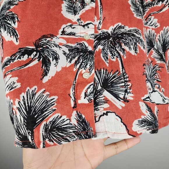 Tahari 100% Linen Casual Button Down Shirt Short Sleeve Hawaian Top Size L - Picture 15 of 16